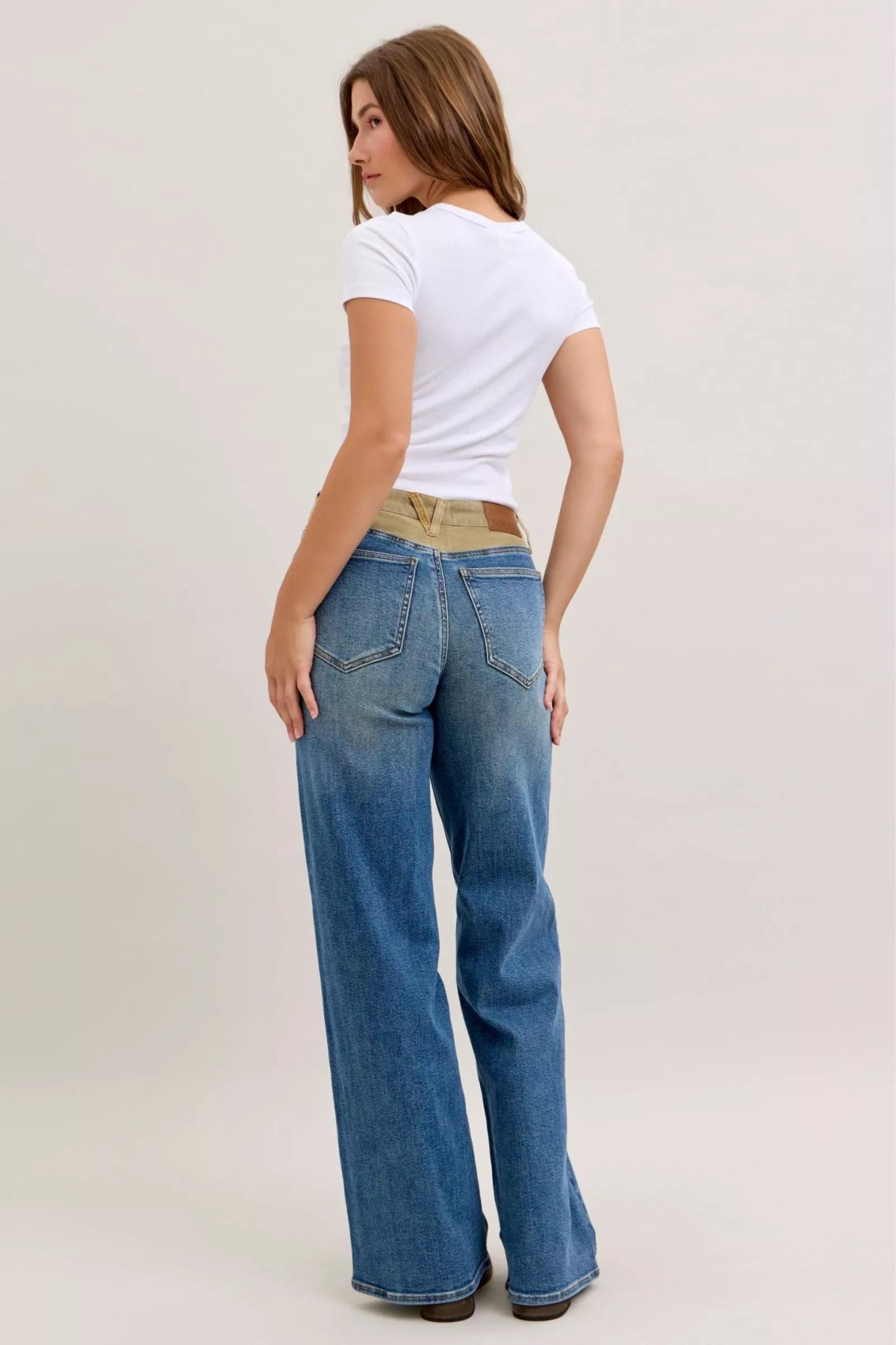 Judy Blue MR Column Straight Jeans with Corduroy Waist - Bitsy Gypsy Boutique