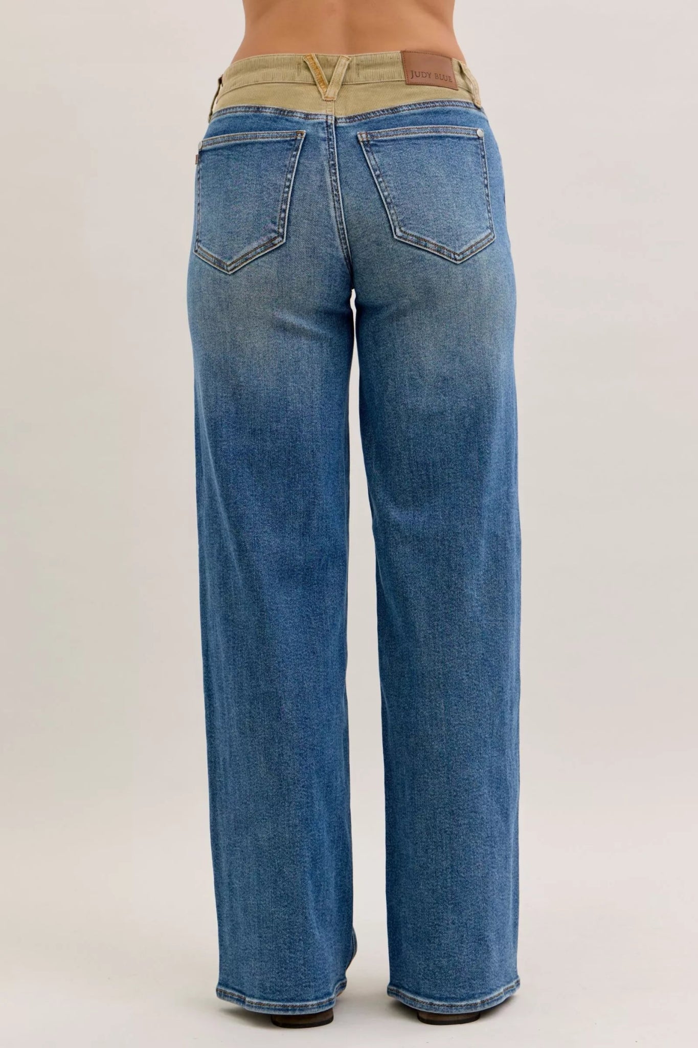 Judy Blue MR Column Straight Jeans with Corduroy Waist - Bitsy Gypsy Boutique