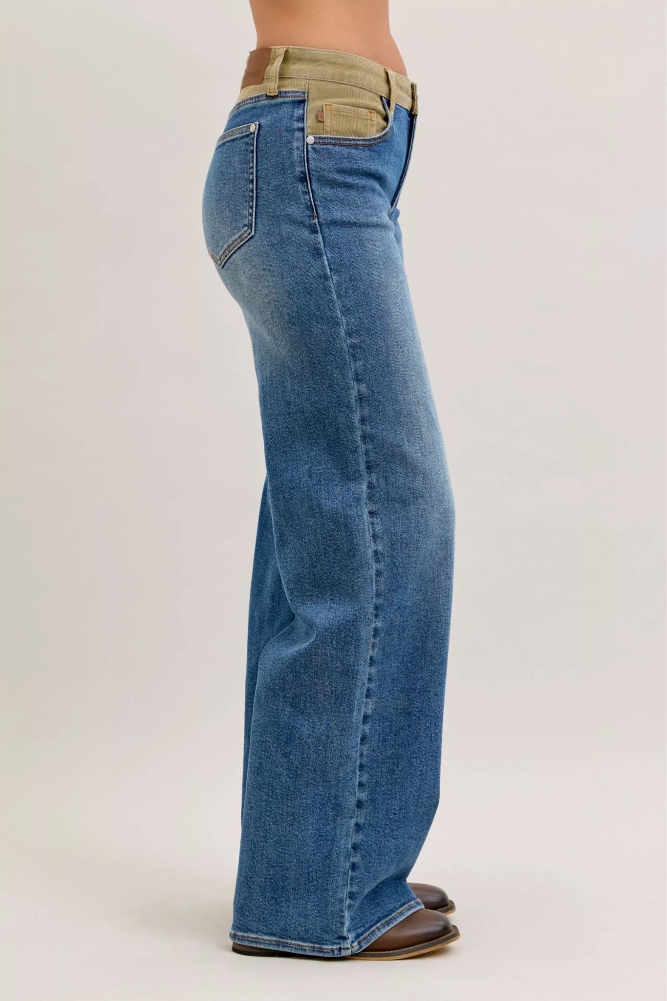 Judy Blue MR Column Straight Jeans with Corduroy Waist - Bitsy Gypsy Boutique