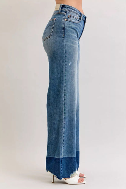 Judy Blue Raw Hem High Waist Column Straight Jeans - Bitsy Gypsy Boutique