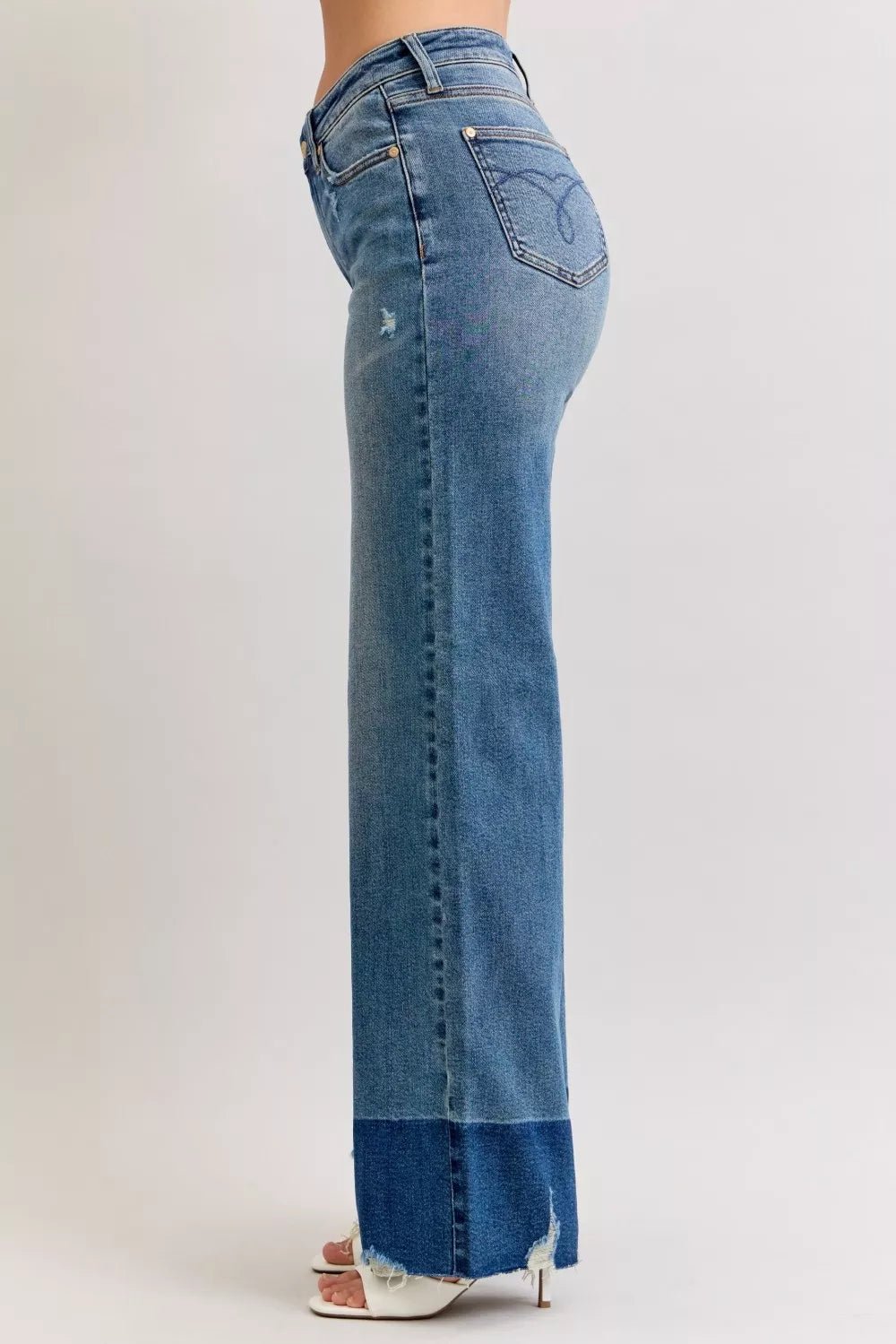 Judy Blue Raw Hem High Waist Column Straight Jeans - Bitsy Gypsy Boutique