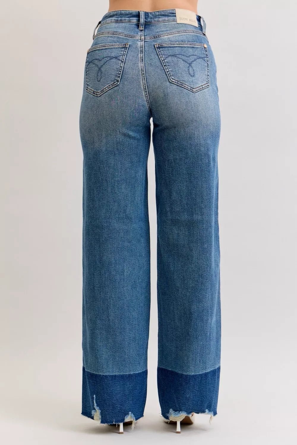 Judy Blue Raw Hem High Waist Column Straight Jeans - Bitsy Gypsy Boutique