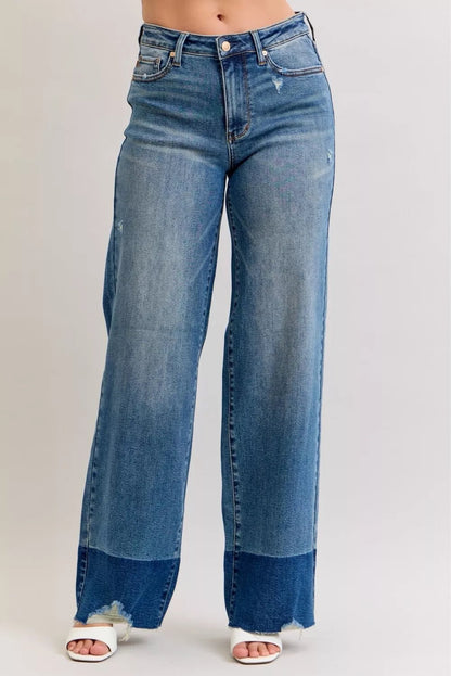 Judy Blue Raw Hem High Waist Column Straight Jeans - Bitsy Gypsy Boutique