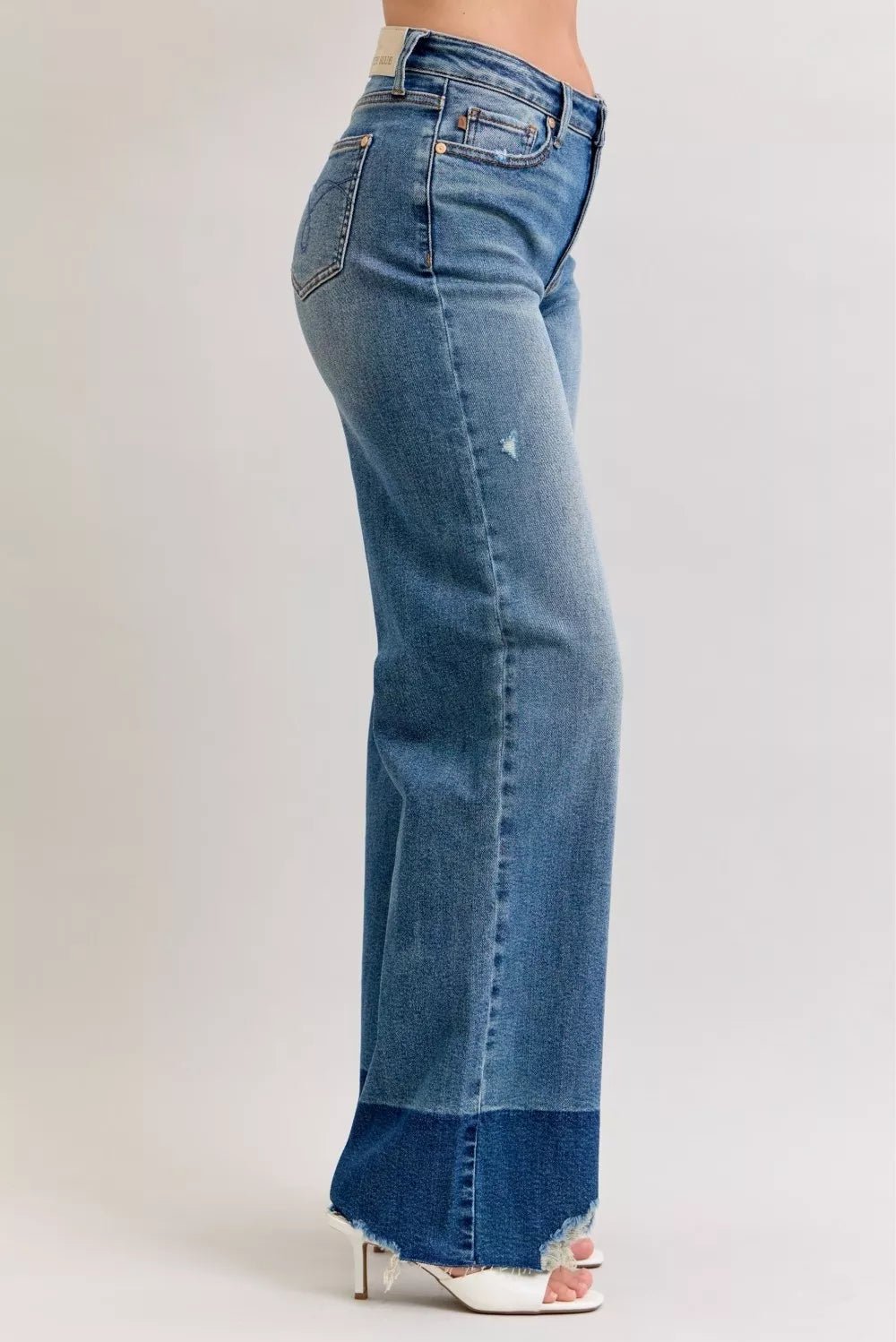 Judy Blue Raw Hem High Waist Column Straight Jeans - Bitsy Gypsy Boutique