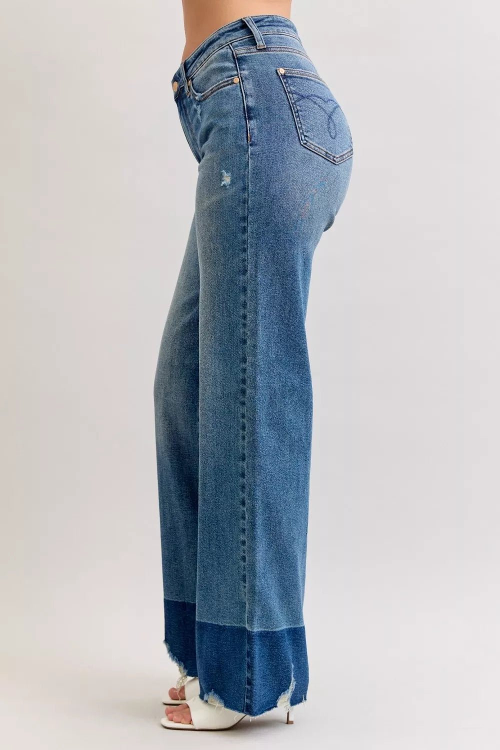 Judy Blue Raw Hem High Waist Column Straight Jeans - Bitsy Gypsy Boutique