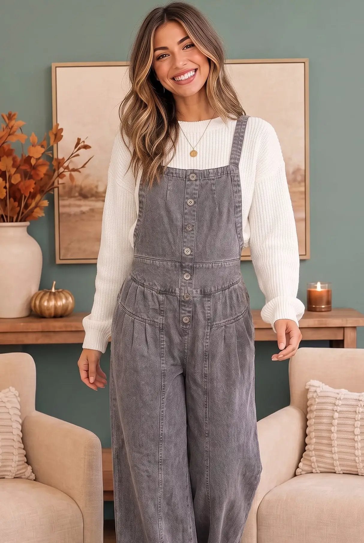 Just Darling Wide Leg Denim Overall - Bitsy Gypsy Boutique