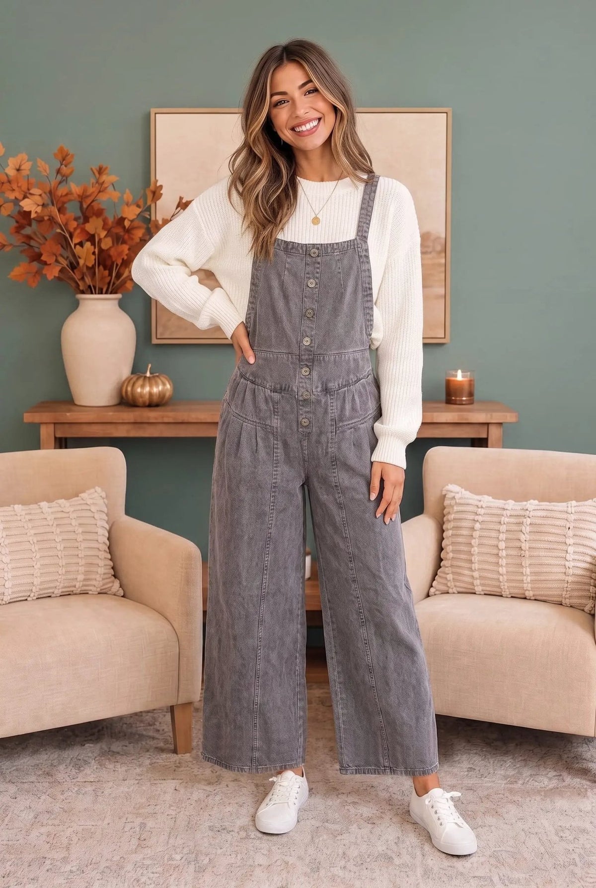 Just Darling Wide Leg Denim Overall - Bitsy Gypsy Boutique