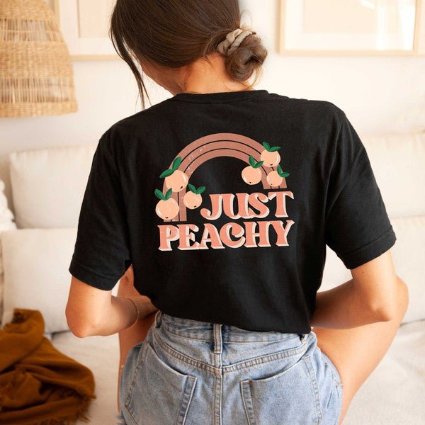 Just Peachy Rainbow Front & Back Graphic Tee - Bitsy Gypsy Boutique