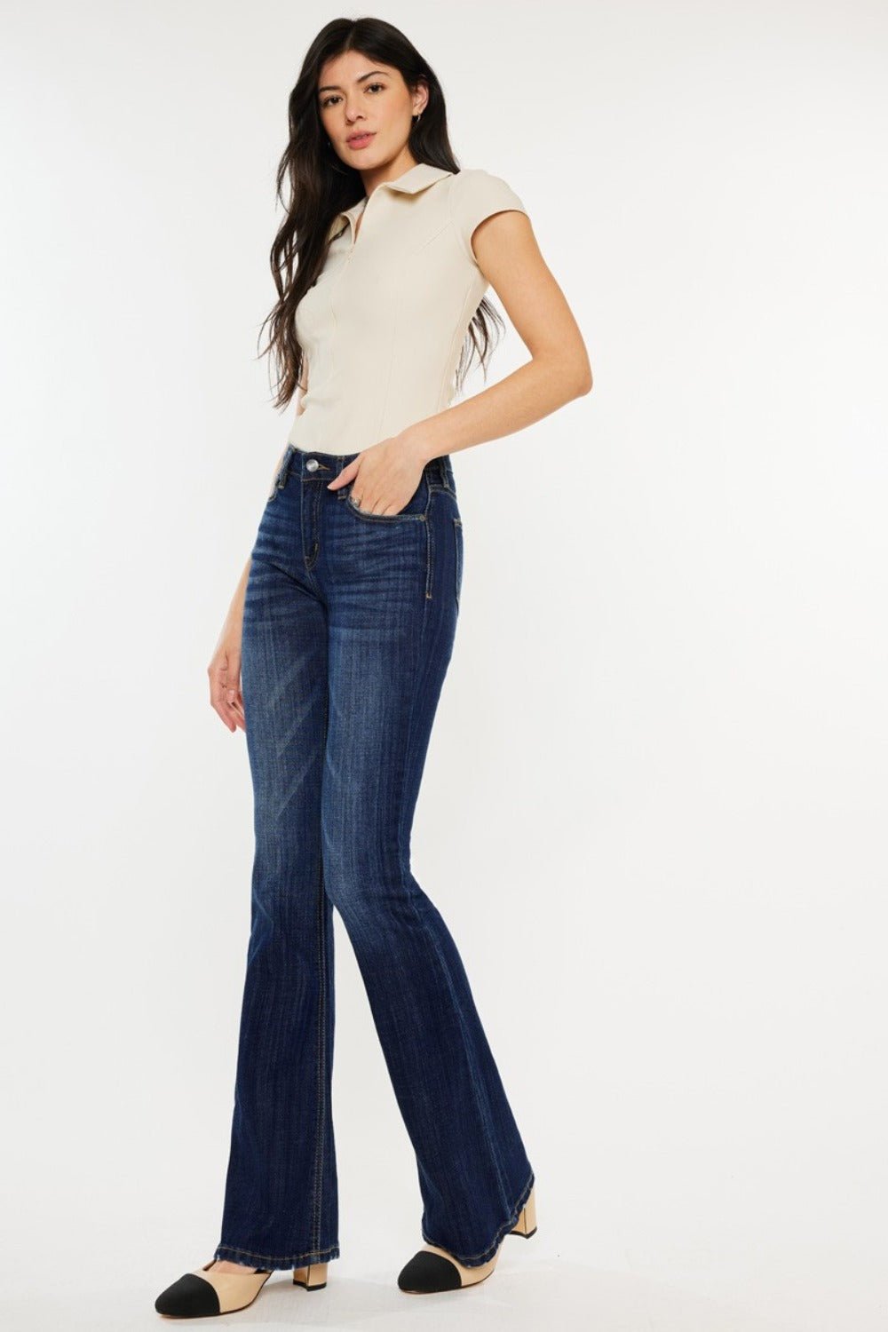 Kancan Full Size Mid Rise Slim Flare Jeans - Bitsy Gypsy Boutique