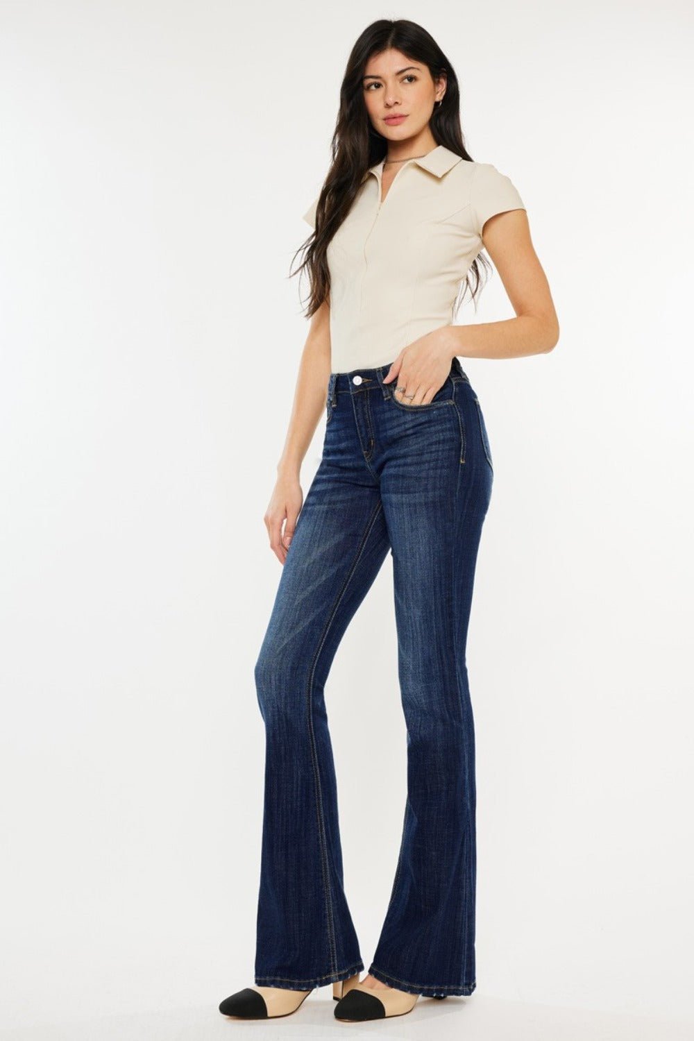 Kancan Full Size Mid Rise Slim Flare Jeans - Bitsy Gypsy Boutique