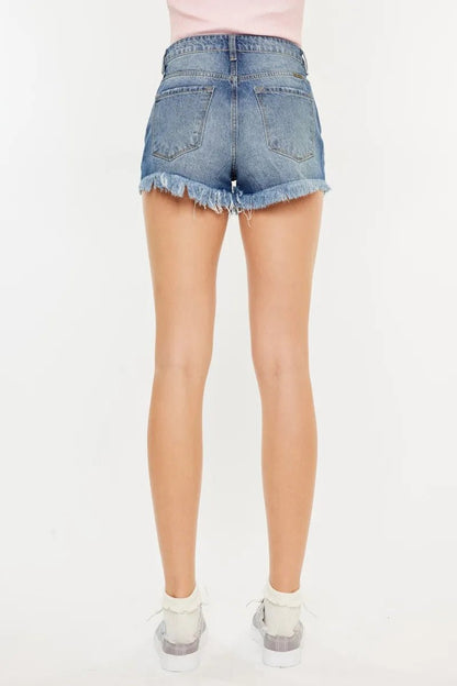 Kancan High Rise Raw Hem Denim Shorts - Bitsy Gypsy Boutique