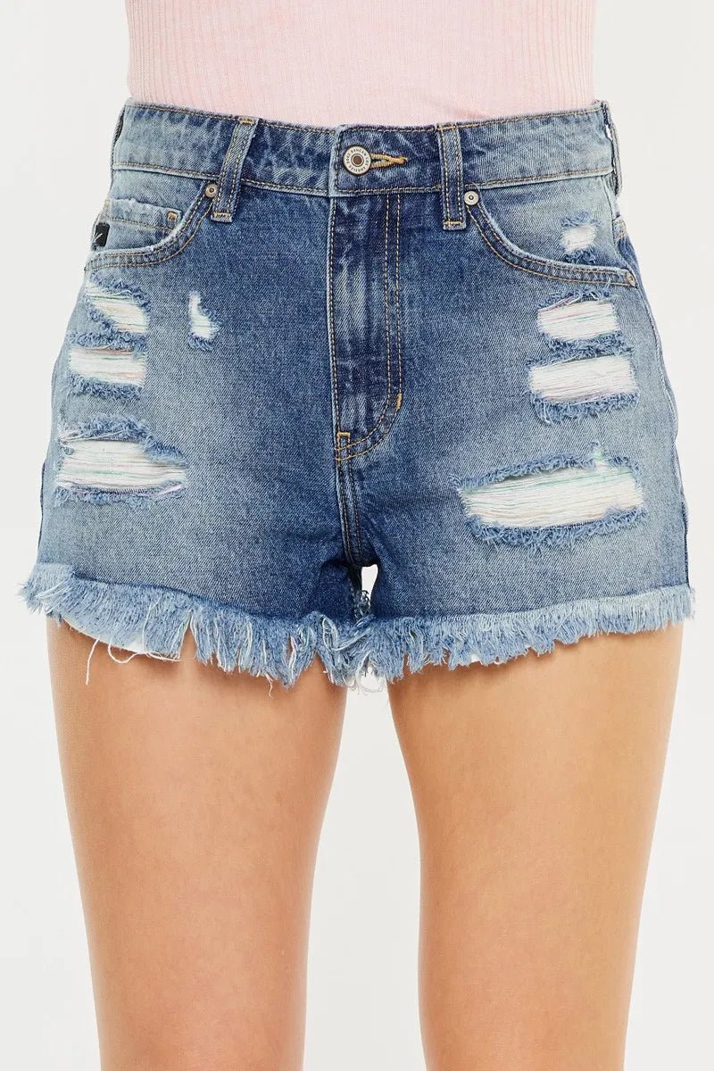 Kancan High Rise Raw Hem Denim Shorts - Bitsy Gypsy Boutique