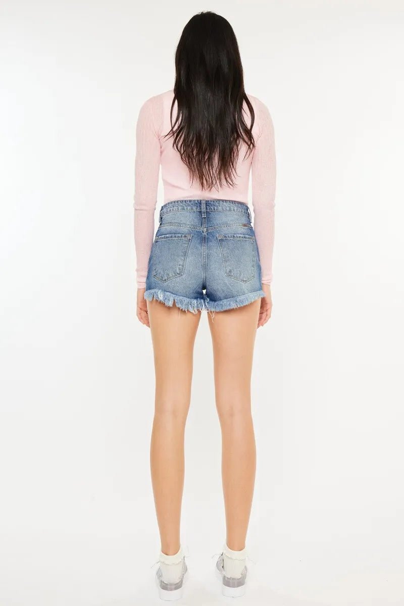 Kancan High Rise Raw Hem Denim Shorts - Bitsy Gypsy Boutique