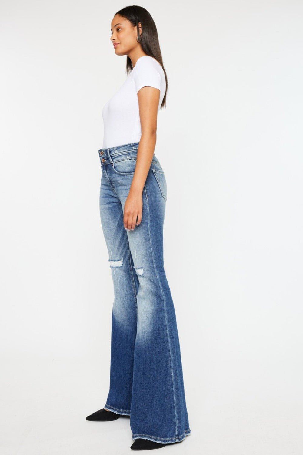 Kancan High Rise Wide Waistband Flare Jeans - Bitsy Gypsy Boutique