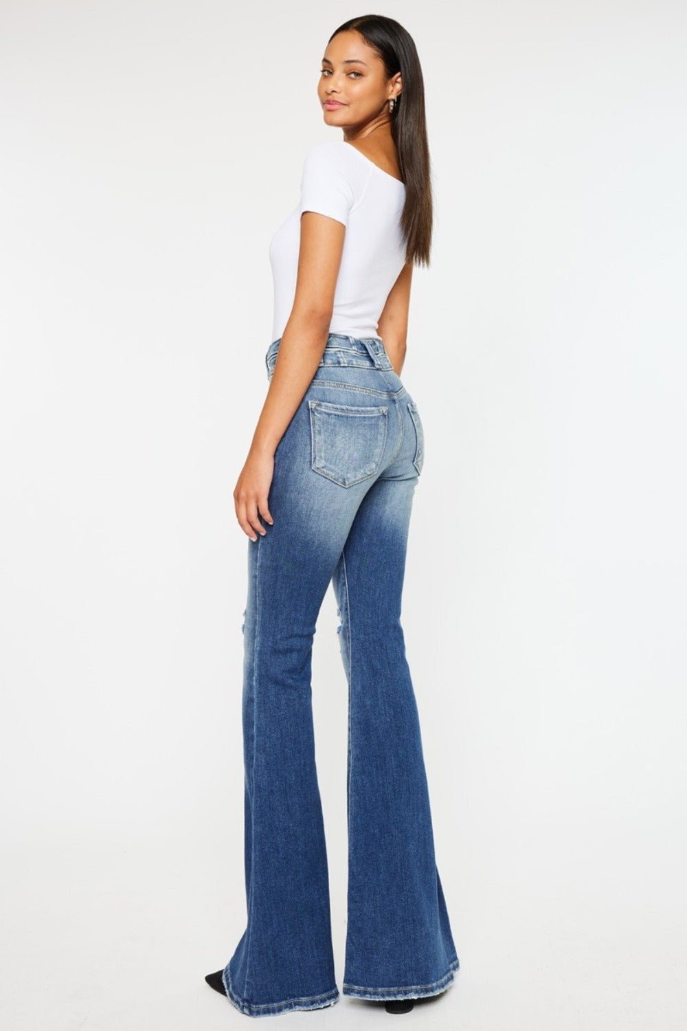 Kancan High Rise Wide Waistband Flare Jeans - Bitsy Gypsy Boutique