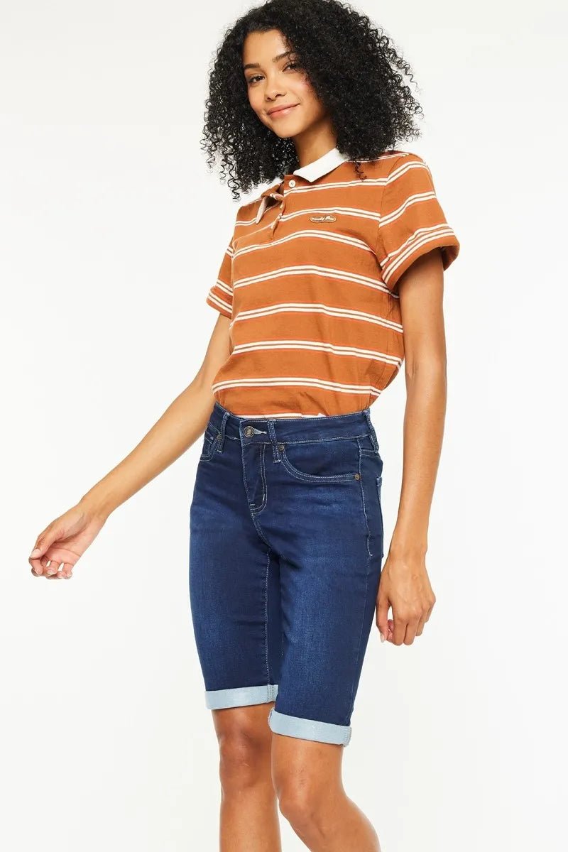Kancan Mid Rise Bermuda Denim Shorts - Bitsy Gypsy Boutique