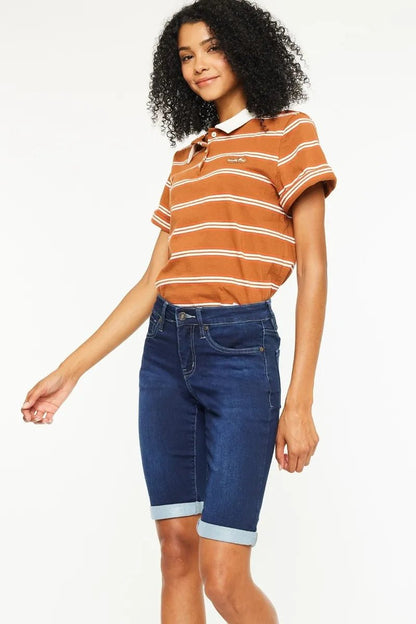 Kancan Mid Rise Bermuda Denim Shorts - Bitsy Gypsy Boutique