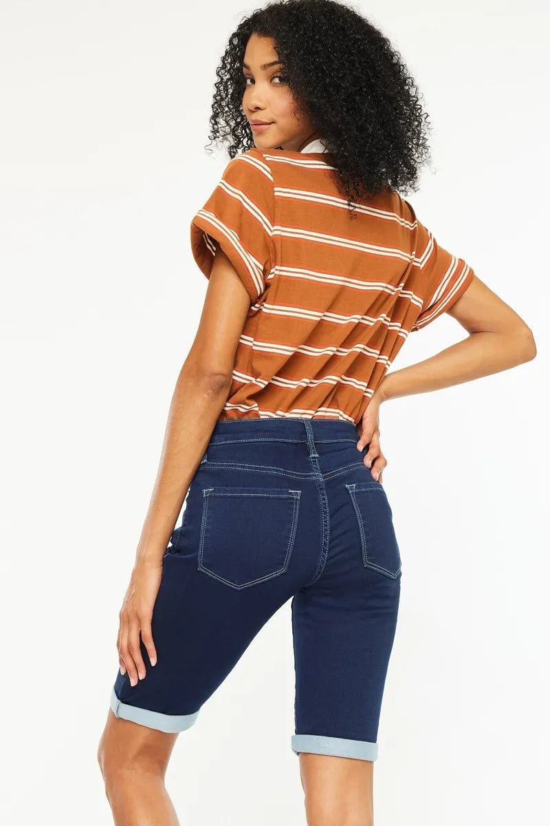Kancan Mid Rise Bermuda Denim Shorts - Bitsy Gypsy Boutique