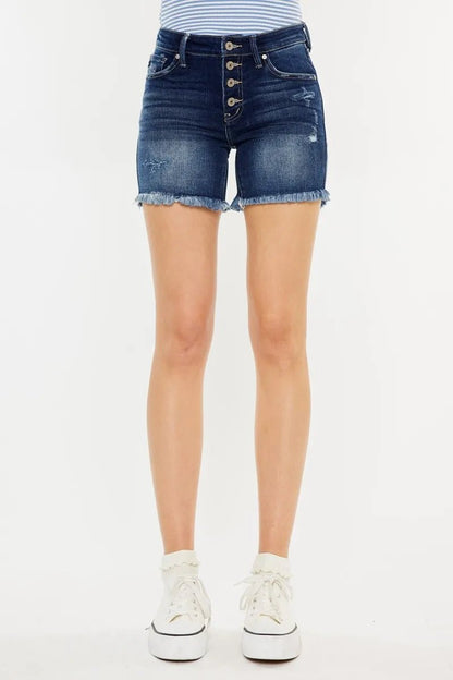 Kancan Mid Rise Button Fly Denim Shorts - Bitsy Gypsy Boutique