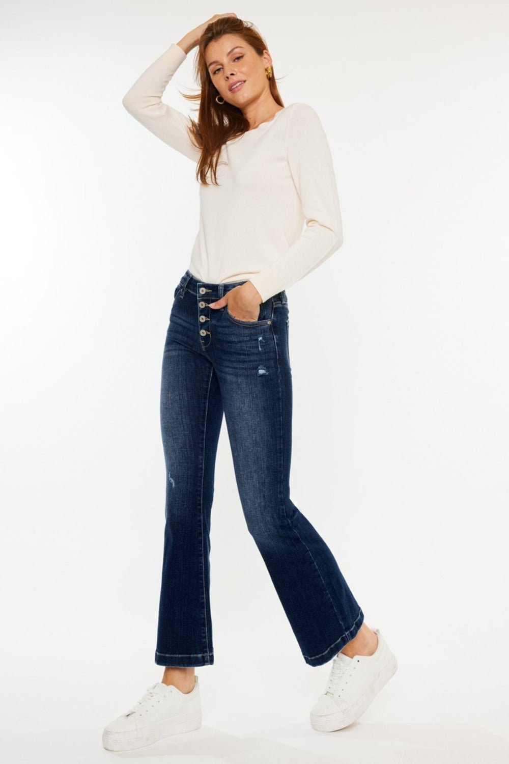 Kancan Mid Rise Button Fly Flare Jeans - Bitsy Gypsy Boutique