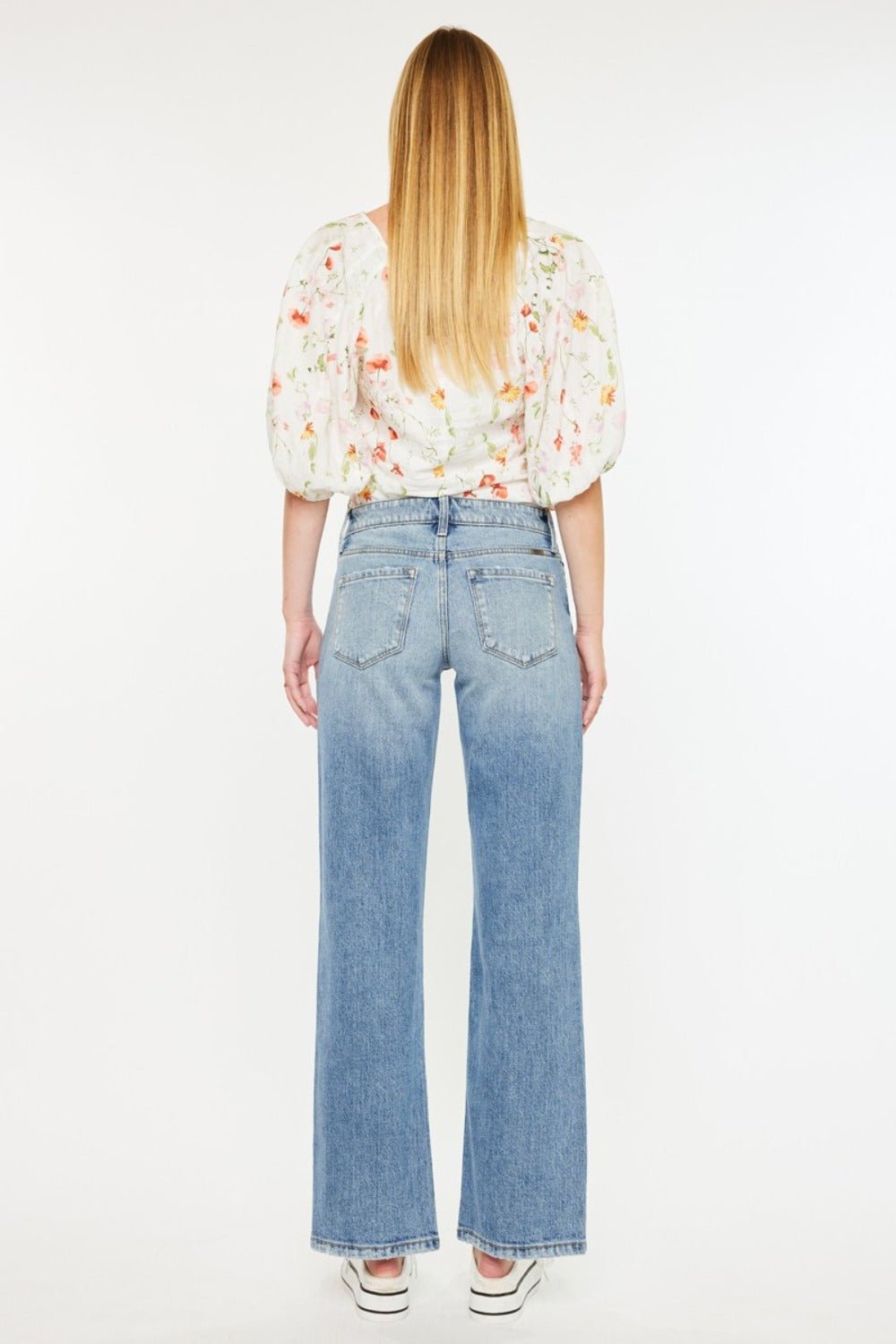 Kancan Mid Rise Frayed Hem Straight Jeans - Bitsy Gypsy Boutique