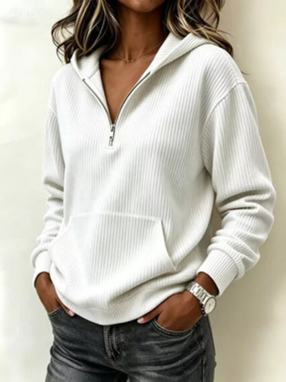 Kangaroo Pocket Half-Zip Hoodie - Bitsy Gypsy Boutique