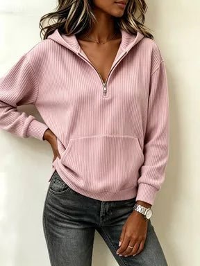 Kangaroo Pocket Half-Zip Hoodie - Bitsy Gypsy Boutique