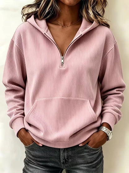 Kangaroo Pocket Half-Zip Hoodie - Bitsy Gypsy Boutique