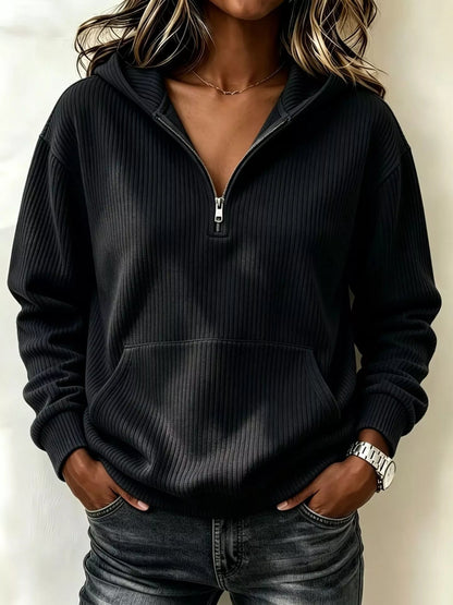Kangaroo Pocket Half-Zip Hoodie - Bitsy Gypsy Boutique