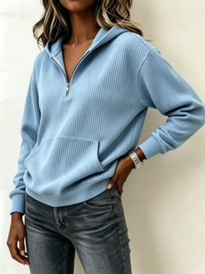 Kangaroo Pocket Half-Zip Hoodie - Bitsy Gypsy Boutique