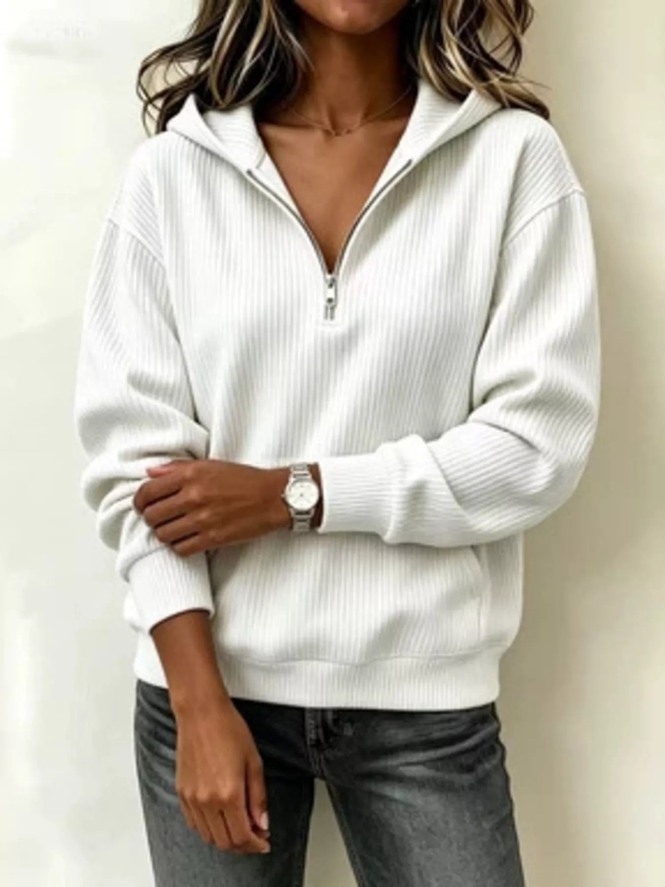 Kangaroo Pocket Half-Zip Hoodie - Bitsy Gypsy Boutique