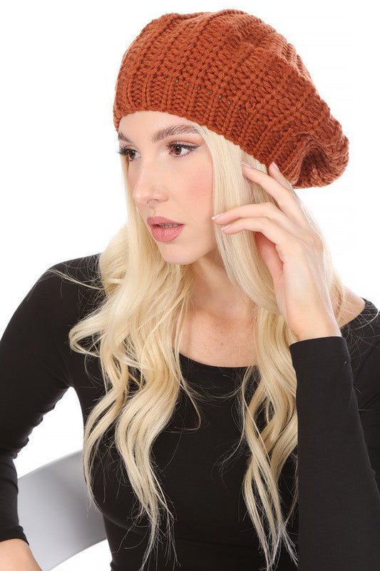 KNITTED CABLE KNIT FASHION BERET - Bitsy Gypsy Boutique