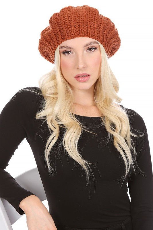 KNITTED CABLE KNIT FASHION BERET - Bitsy Gypsy Boutique