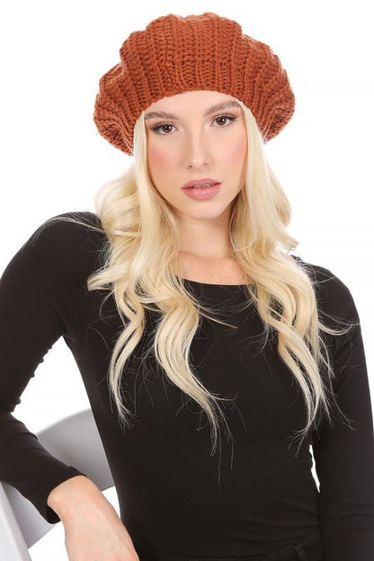 KNITTED CABLE KNIT FASHION BERET - Bitsy Gypsy Boutique