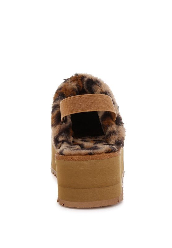 Kutchu Leopard Faux Fur Platform Classic Slingback - Bitsy Gypsy Boutique