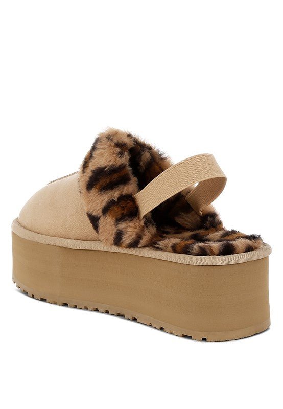 Kutchu Leopard Faux Fur Platform Classic Slingback - Bitsy Gypsy Boutique