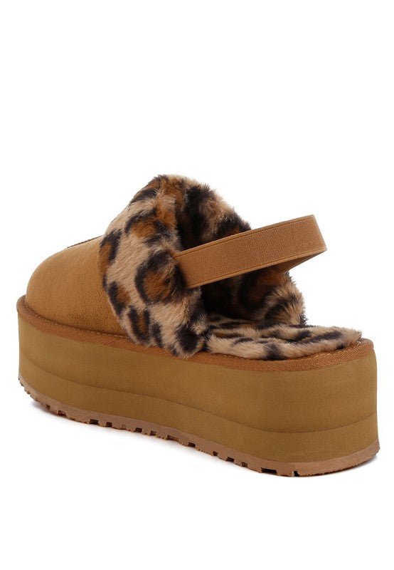 Kutchu Leopard Faux Fur Platform Classic Slingback - Bitsy Gypsy Boutique