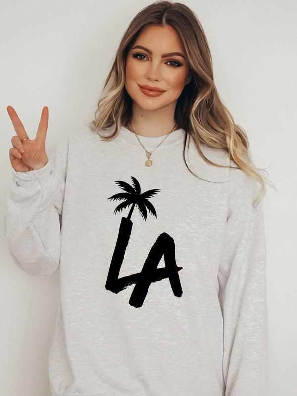 LA Palm Tree CrewNeck Sweatshirt - Bitsy Gypsy Boutique