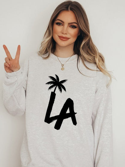 LA Palm Tree CrewNeck Sweatshirt - Bitsy Gypsy Boutique