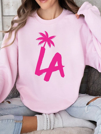 LA Palm Tree CrewNeck Sweatshirt - Bitsy Gypsy Boutique
