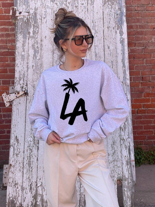 LA Palm Tree CrewNeck Sweatshirt - Bitsy Gypsy Boutique