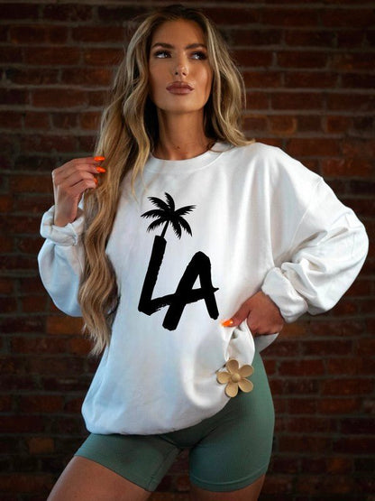 LA Palm Tree CrewNeck Sweatshirt - Bitsy Gypsy Boutique