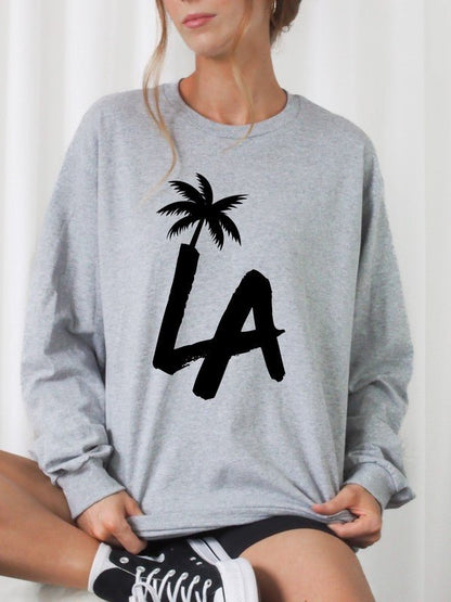 LA Palm Tree CrewNeck Sweatshirt - Bitsy Gypsy Boutique