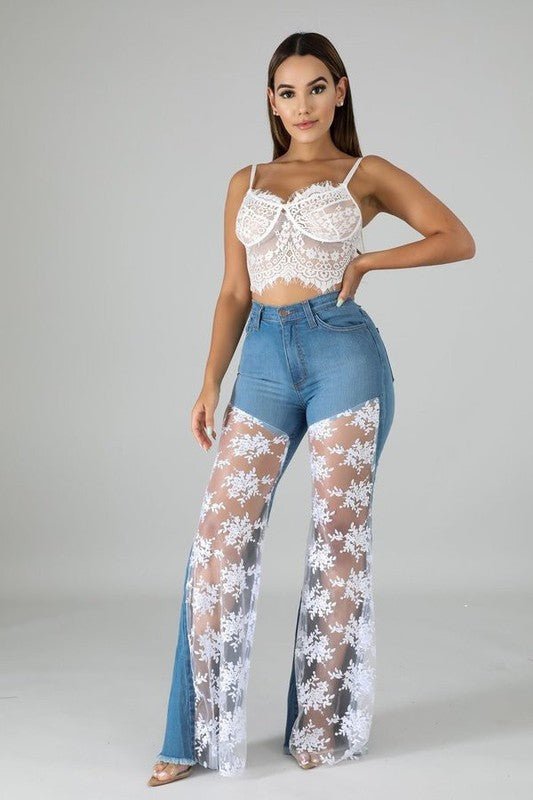 Lace Bell Bottom Jean - Bitsy Gypsy Boutique