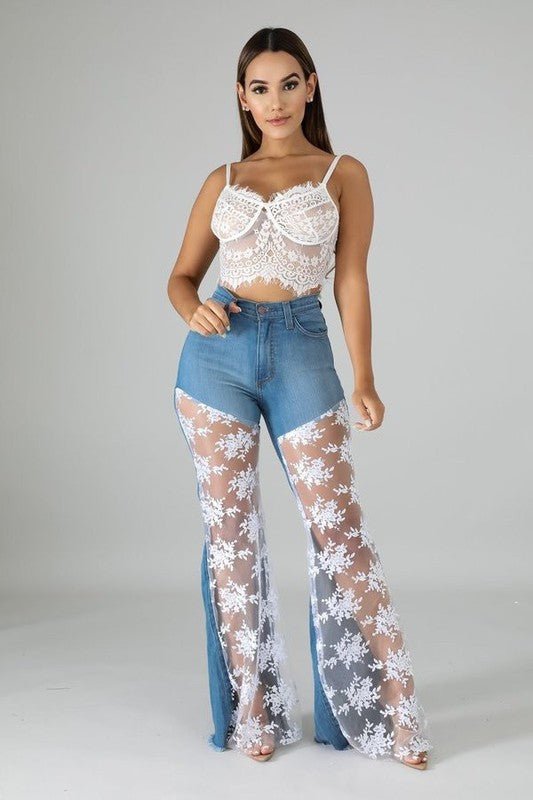 Lace Bell Bottom Jean - Bitsy Gypsy Boutique