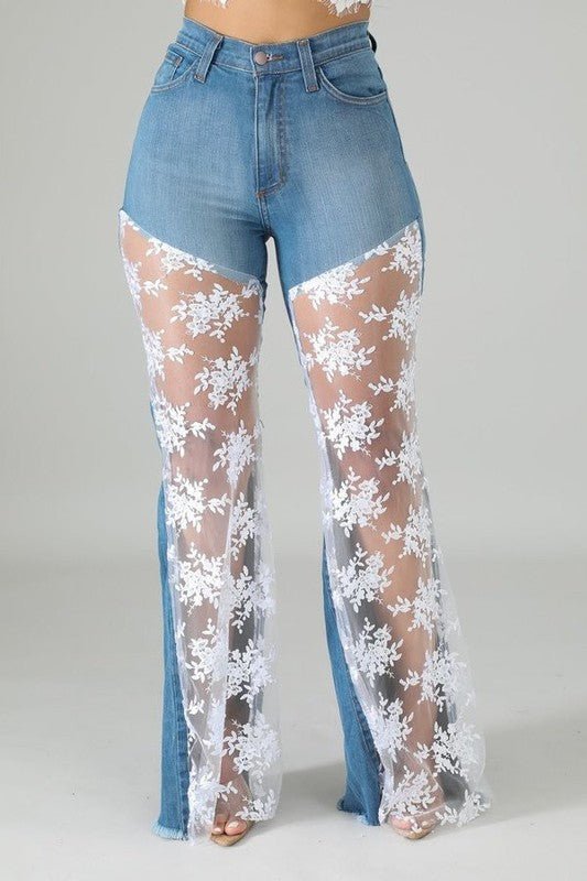 Lace Bell Bottom Jean - Bitsy Gypsy Boutique