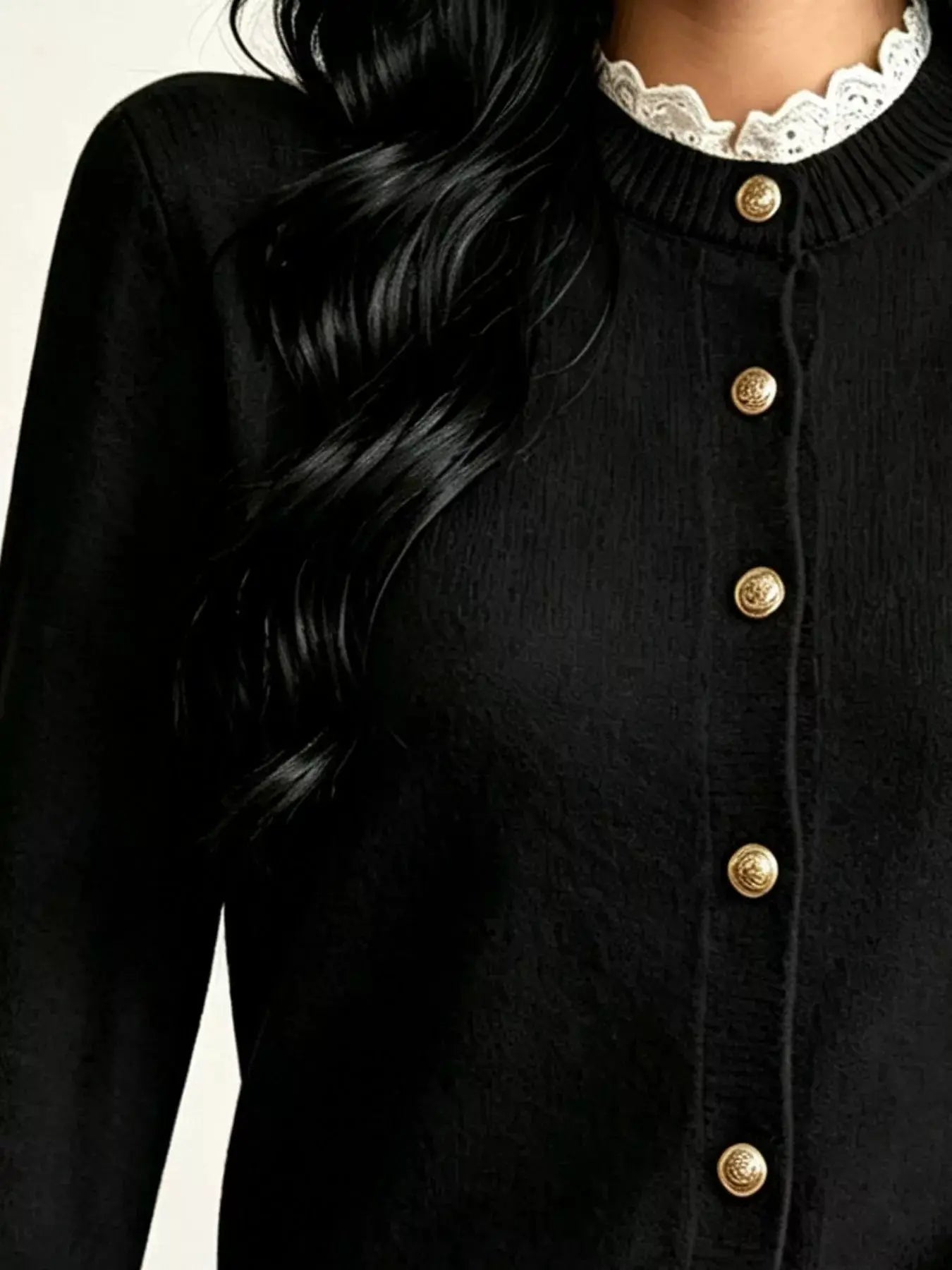 Lace Trim Mock Neck Sweater by Trendsi
