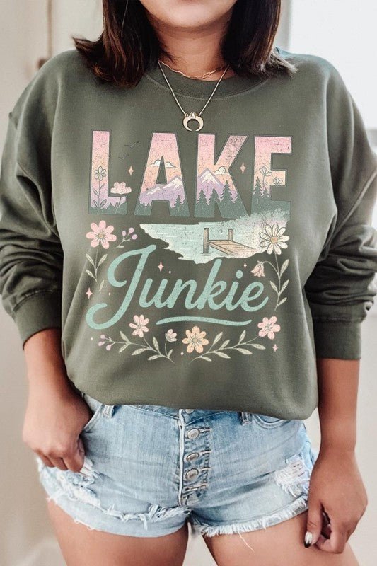 Lake Junkie Graphic Sweatshirt - Bitsy Gypsy Boutique