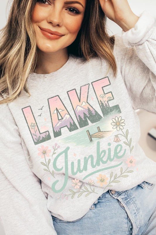 Lake Junkie Graphic Sweatshirt - Bitsy Gypsy Boutique