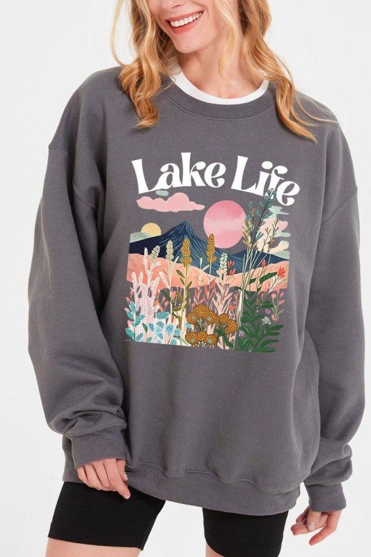 Lake Life Graphic Sweatshirt - Bitsy Gypsy Boutique